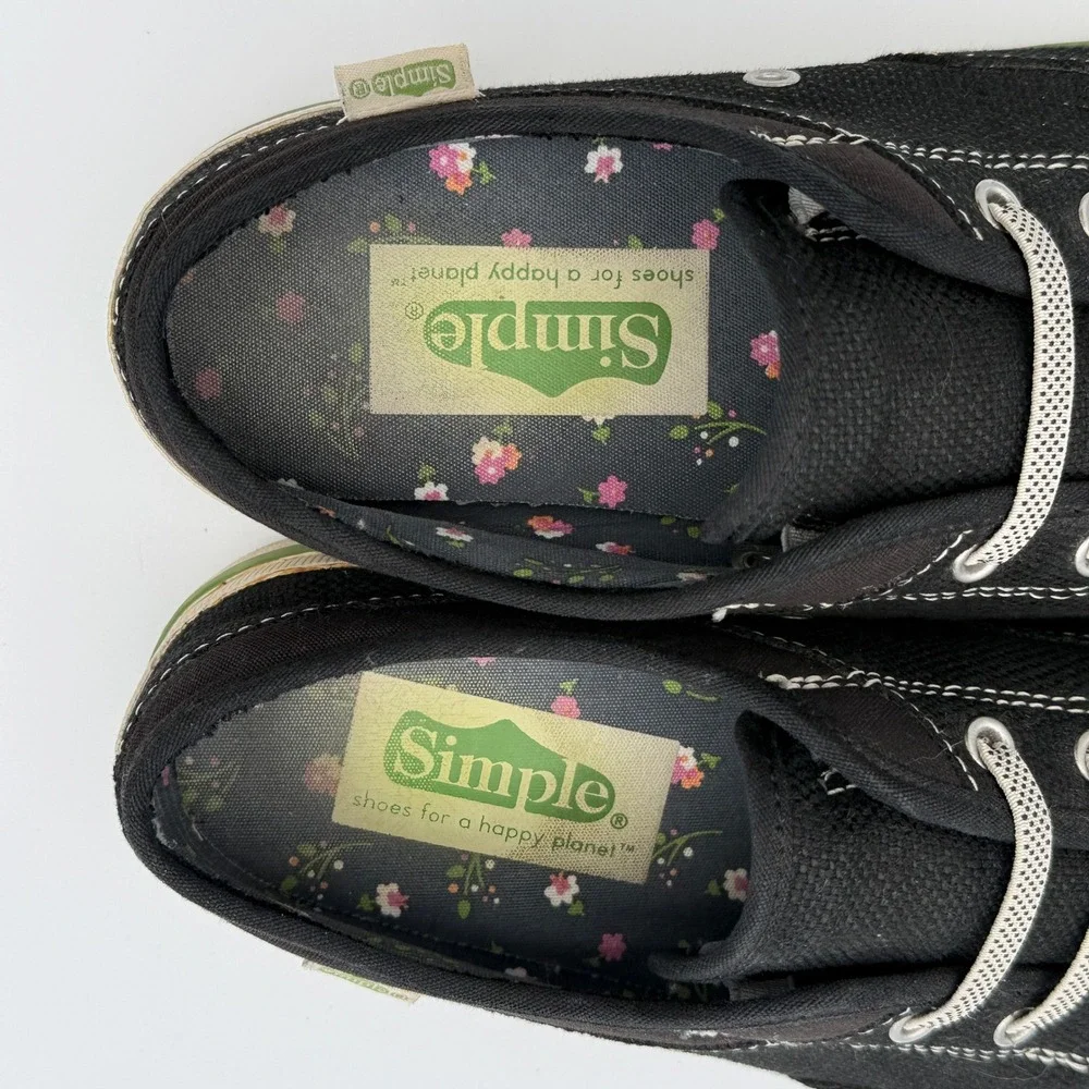 Vintage Simple Shoes WM 9 Black Canvas Low Top Skater Sneaker Y2K Grunge Granola - Picture 9 of 9
